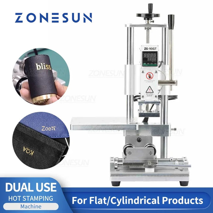 ZONESUN ZS-90GT Hot Foil Stamping Machine  Round Flat Shape Dual Use Gift Card Wedding Bronzing Leather Heat Press LOGO Wood