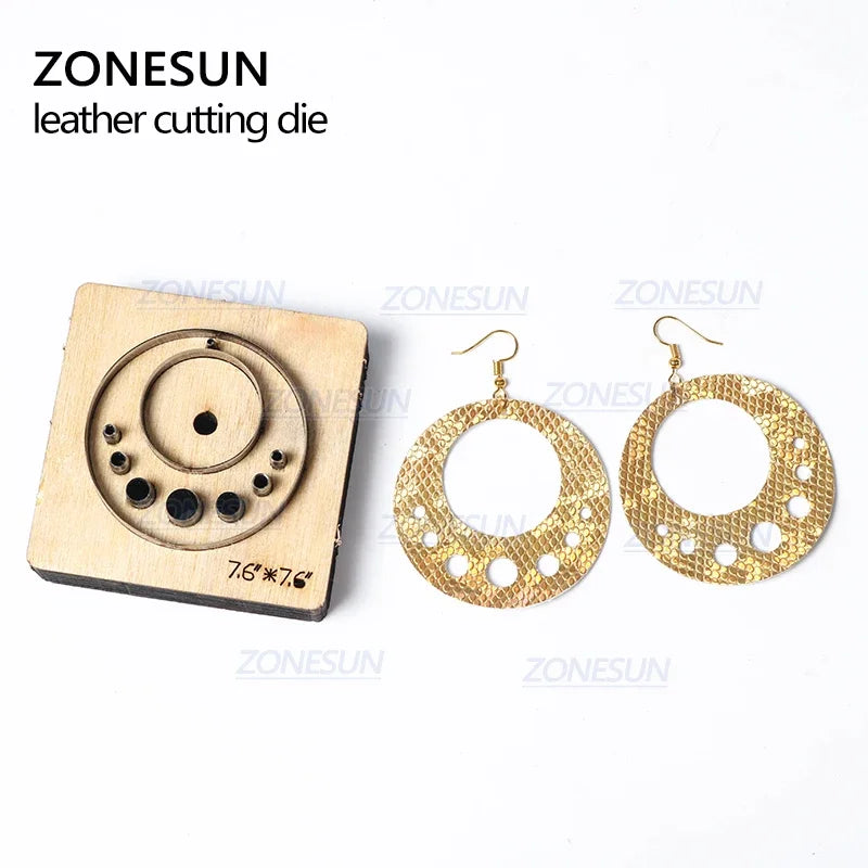 ZONESUN T6 DIY Custom Cutter Leather Earring Cutting Die Leather Cut Out Earring Punch Hand Tool Cut Knife Mould