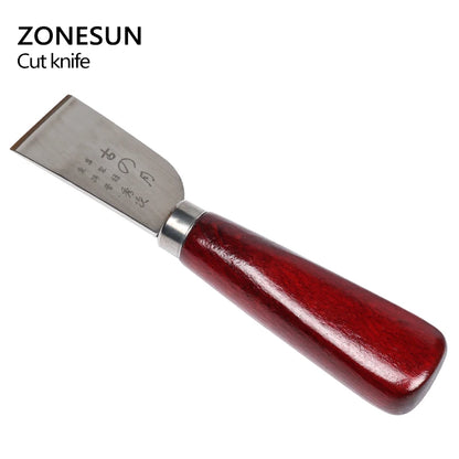 ZONESUN One Piece DIY Stainless Steel Leather Cutting Knife Leather Craft Tool With Wooden Cutter Tool Hot Sale