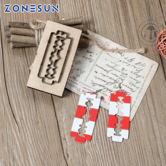 ZONESUN blade shape custom leather paper earring decoration cutting steel rule click press die clicker tool handmade handicraft