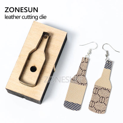 ZONESUN Custom Beer Bottle Leather Earring Paper Cutting Die Tool For Die Cutting Machine DIY Punching Clicker Steel Rule Die