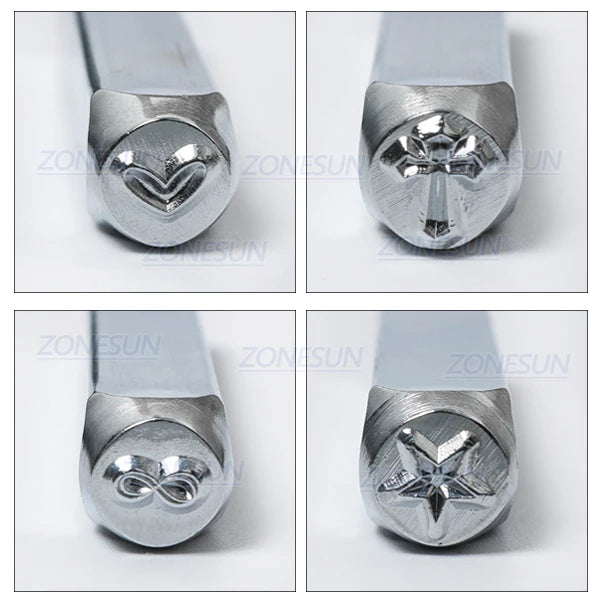 ZONESUN 4PCS Jewelry Stamping Metal Alphabet LOGO Steel Stamps Mold Marking Tool Punch Die For Gold Ring Bracelet Necklace