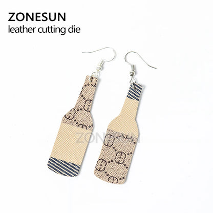 ZONESUN Custom Beer Bottle Leather Earring Paper Cutting Die Tool For Die Cutting Machine DIY Punching Clicker Steel Rule Die