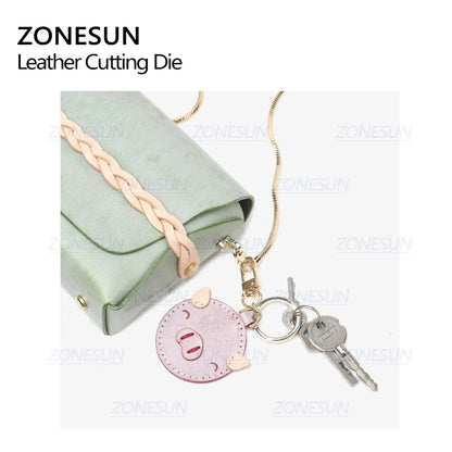 ZONESUN Custom Pig Leather Key Chain Die Cuts For Handmade Key Ring DIY  Hang Decoration Cutting Clicker Die Steel Rule Die