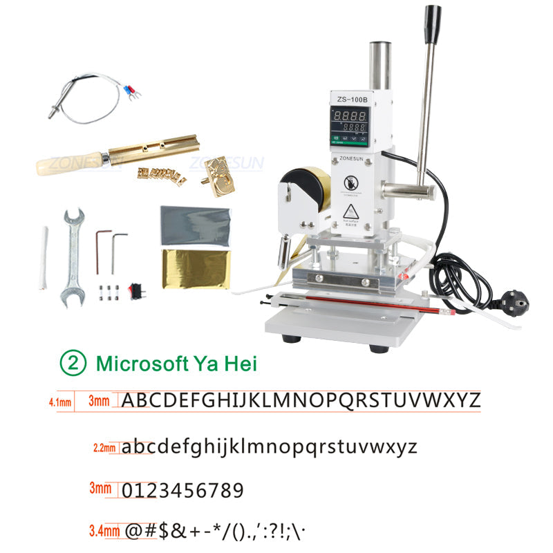 ZONESUN ZS-100B Manual Hot Foil Stamping Machine for Leather, Wood & Pencils