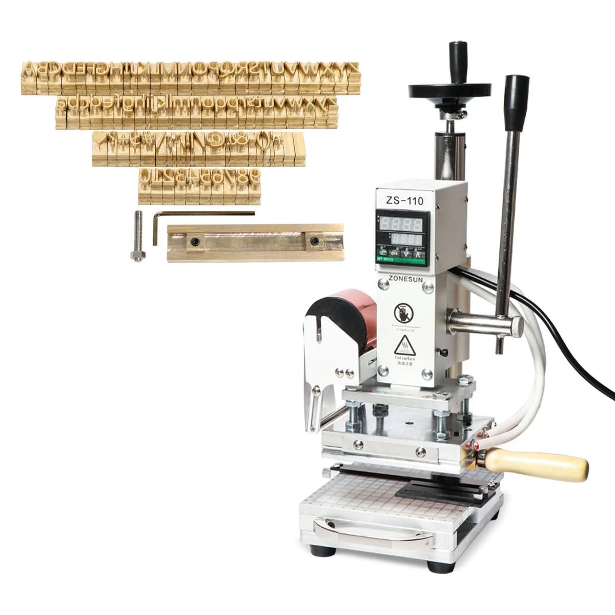 ZONESUN ZS-110 Digital Hot Foil Stamping Machine with Slidable Workbench for Leather, Wood, PVC