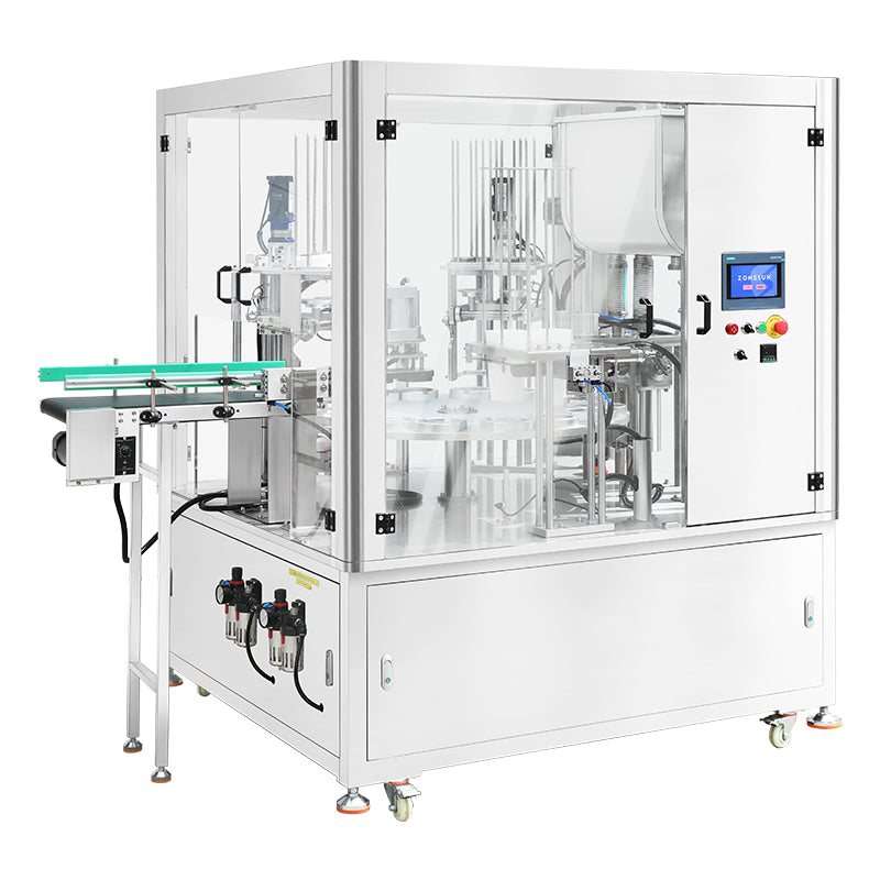 Full Automation: ZONESUN ZS-AFS02R Rotary Yogurt & Sauce Cup Filling, Sealing & Capping Machine