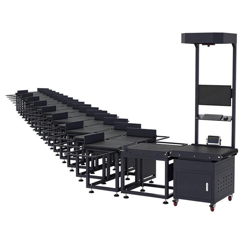 Automatic Z-Belt Parcel Sorting Conveyor with Barcode Scanning and Dynamic Weighing