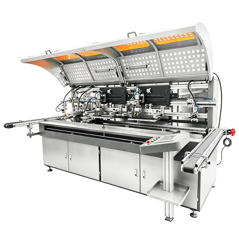 ZONESUN ZS-SWP5 Automatic Dual-Color Screen Printing Machine for Bottles with Flame Treatment and UV Curing