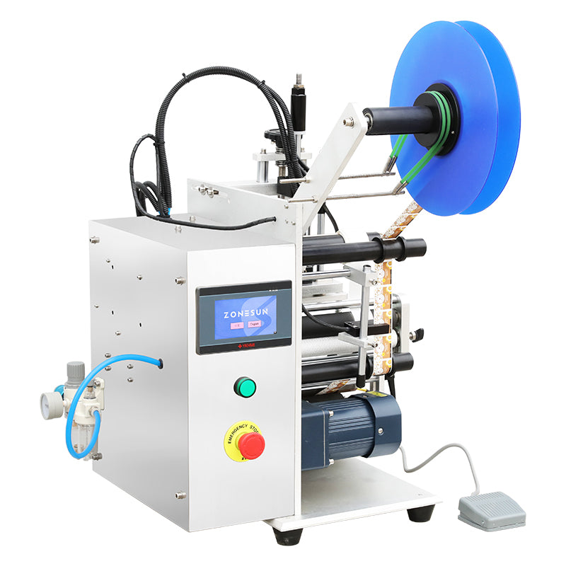 ZONESUN ZS-TB100 Semi Automatic Round Bottle Single Double Sides Labeling Machine