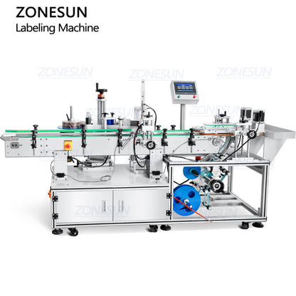ZONESUN ZS-TB822Y Automatic Front Side & Bottom Side Labeling Machine For Cans Bottle