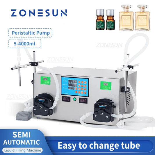 ZONESUN ZS-YTPP2W Semi-automatic 2 Nozzles Peristaltic Pump Liquid Filling Machine