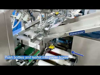 ZONESUN ZS-MSZH50N Automatic Cartoning Machine with Leaflet Insertion Box For Lip Gloss Essential Oil Bottle