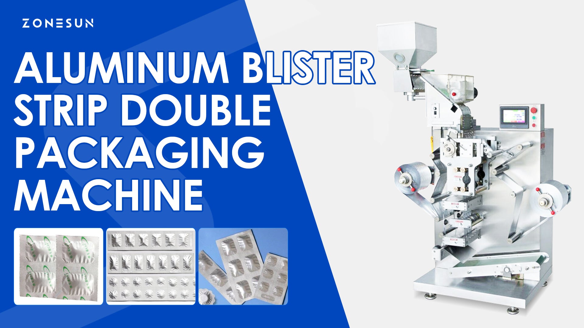 ZONESUN ZS-DPP180H: High-Speed Automatic Candy & Food Aluminum Blister Strip Packaging Machine

