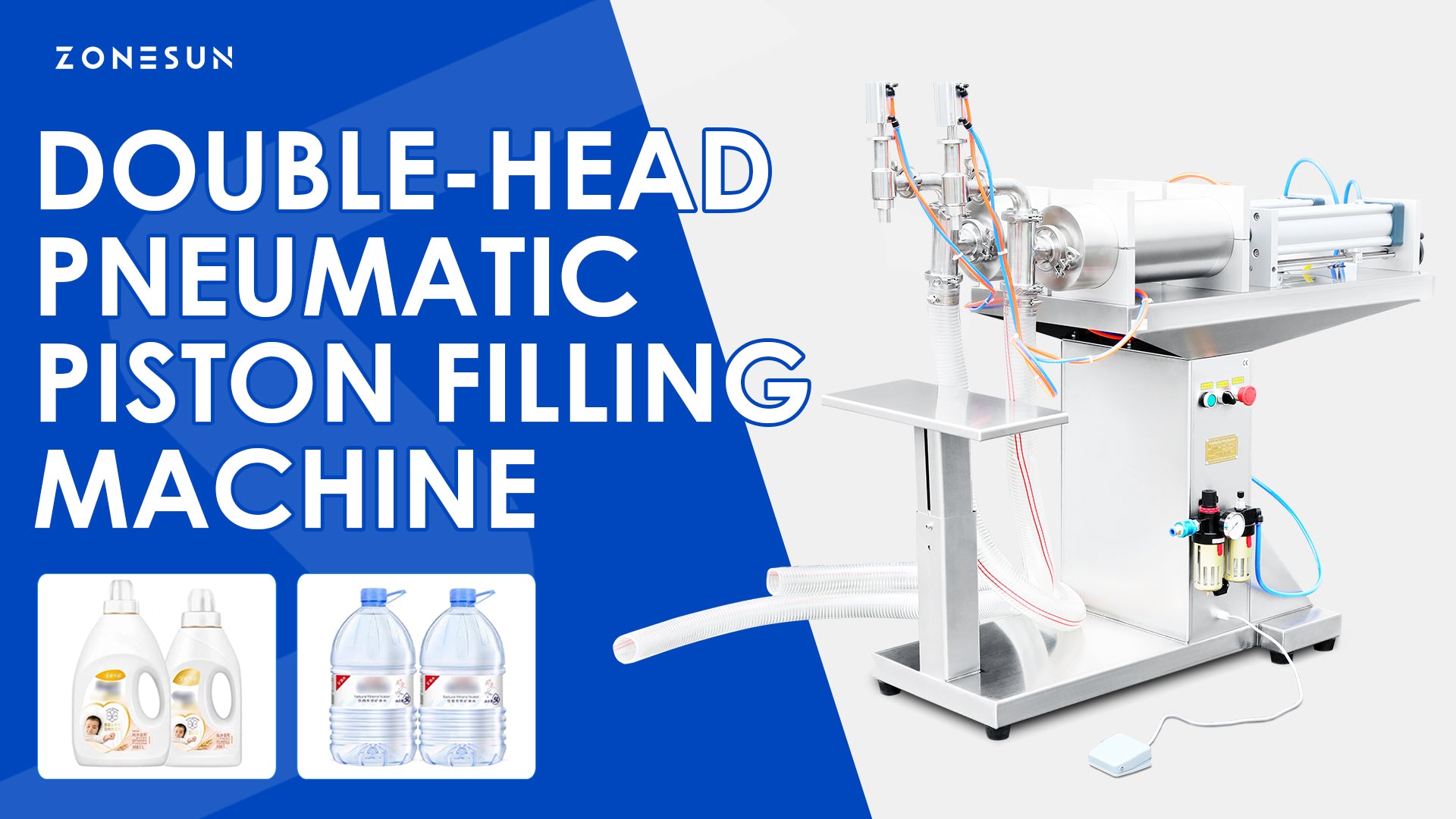 ZONESUN ZS-YTFS2 Pneumatic Standing 2 Nozzles Liquid Filling Machine
