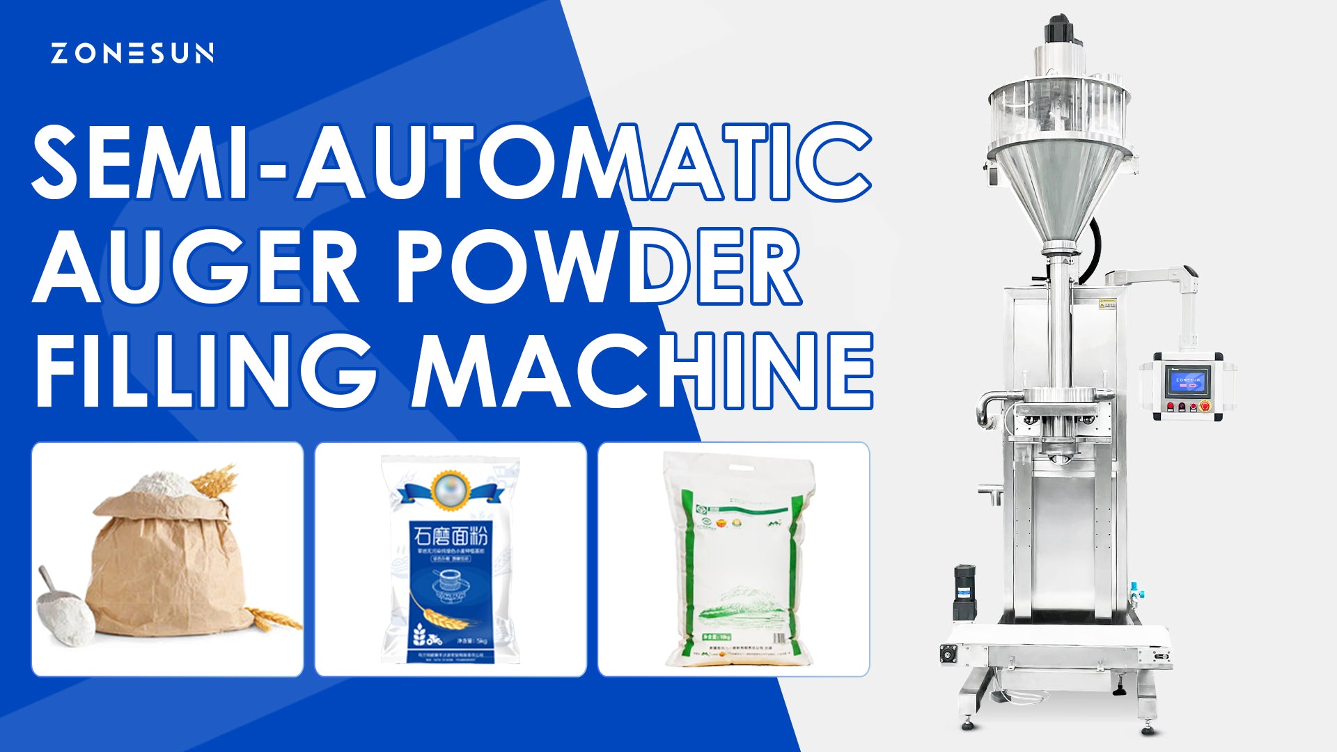 Precision Servo: ZONESUN ZS-FM75L Semi-Automatic Anti-Dust Auger Powder Bag Filling Machine