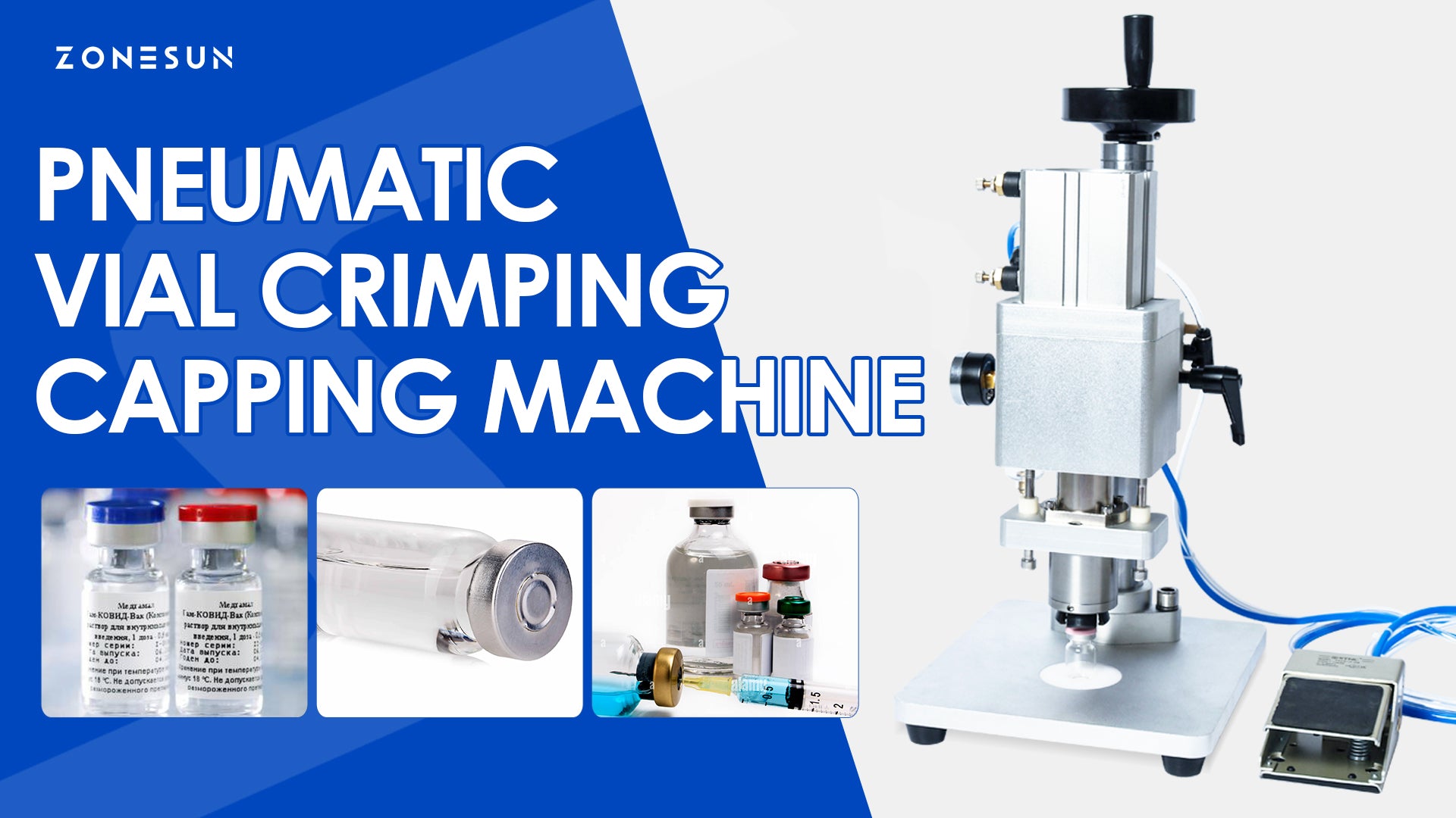 Zonesun ZS-YG08B 13/20mm Pneumatic Aluminum Plastic Penicillin Capping Machine