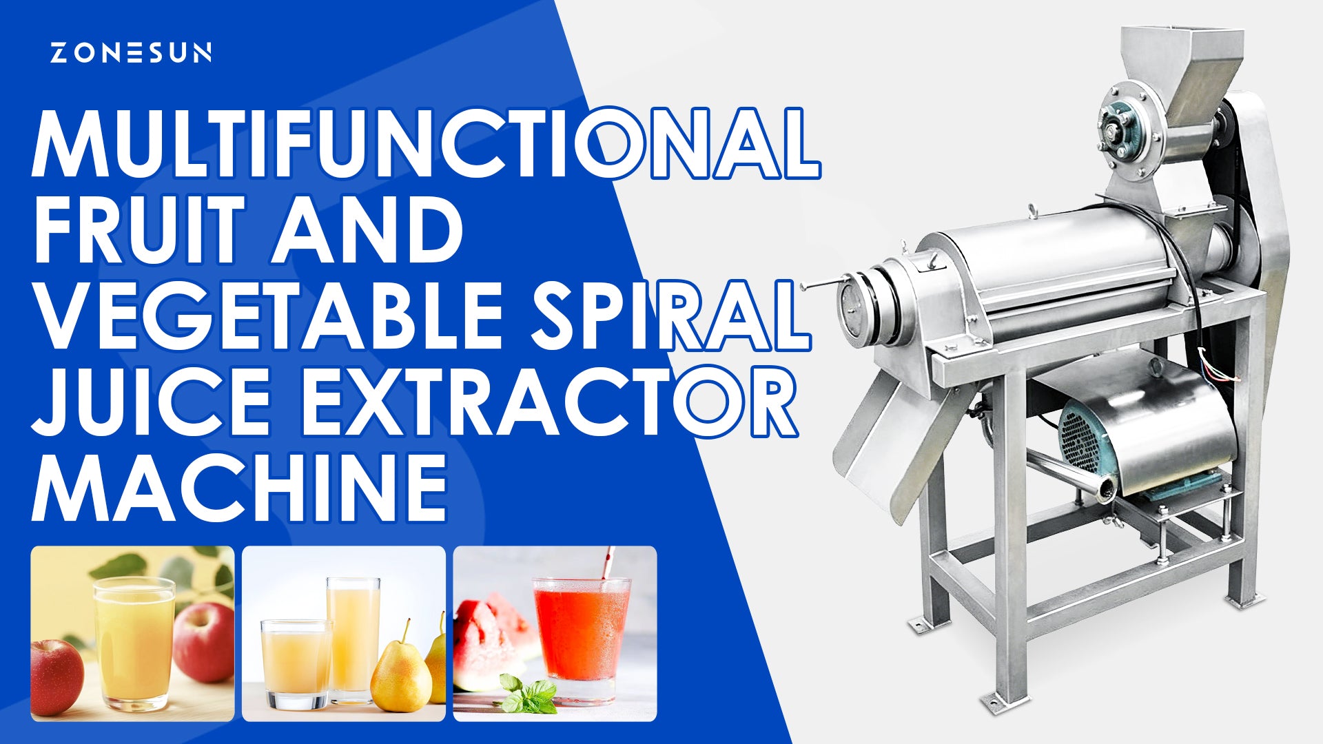 Heavy Duty Press: ZONESUN ZS-ZJ01 Industrial Screw Type Fruit & Vegetable Juice Extractor Machine
