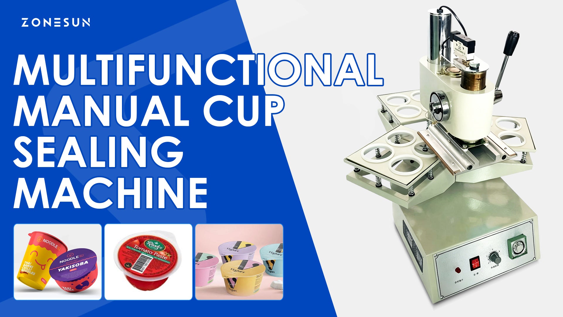 Easy Boba Prep: ZONESUN ZS-KCS5 Manual Plastic & Paper Cup Heat Sealing Machine for Milk Tea Shops