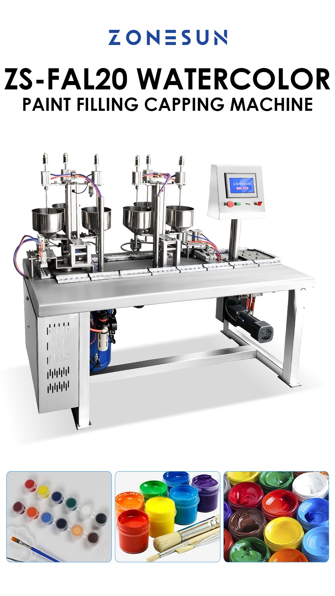 ZONESUN ZS-FAL20 Watercolor Paint Filling and Capping Machine for Art and Kids Paint Sets