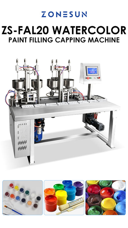 ZONESUN ZS-FAL20 Watercolor Paint Filling and Capping Machine for Art and Kids Paint Sets