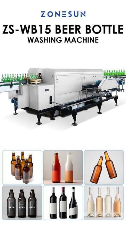 ZONESUN ZS-WB15 Automatic Beer Bottle Washing Machine for Glass Bottle Cleaning and Recycling