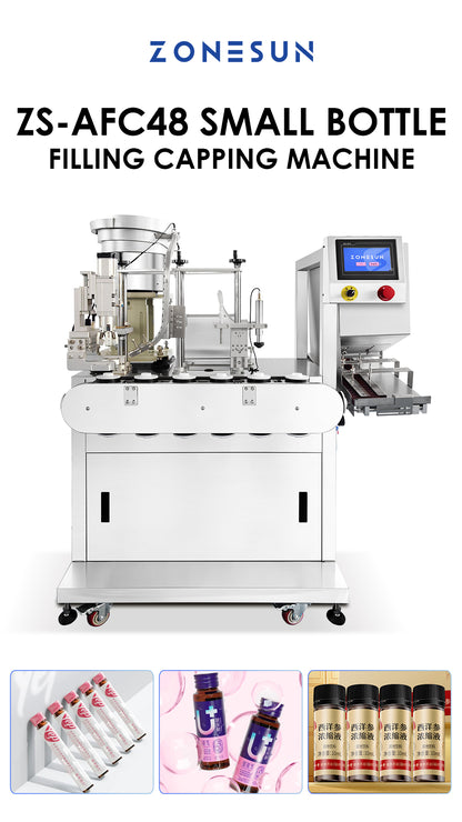 ZONESUN ZS-AFC48 Compact Auto Filling and Capping Machine for Small Bottles in Cosmetics & Chemicals