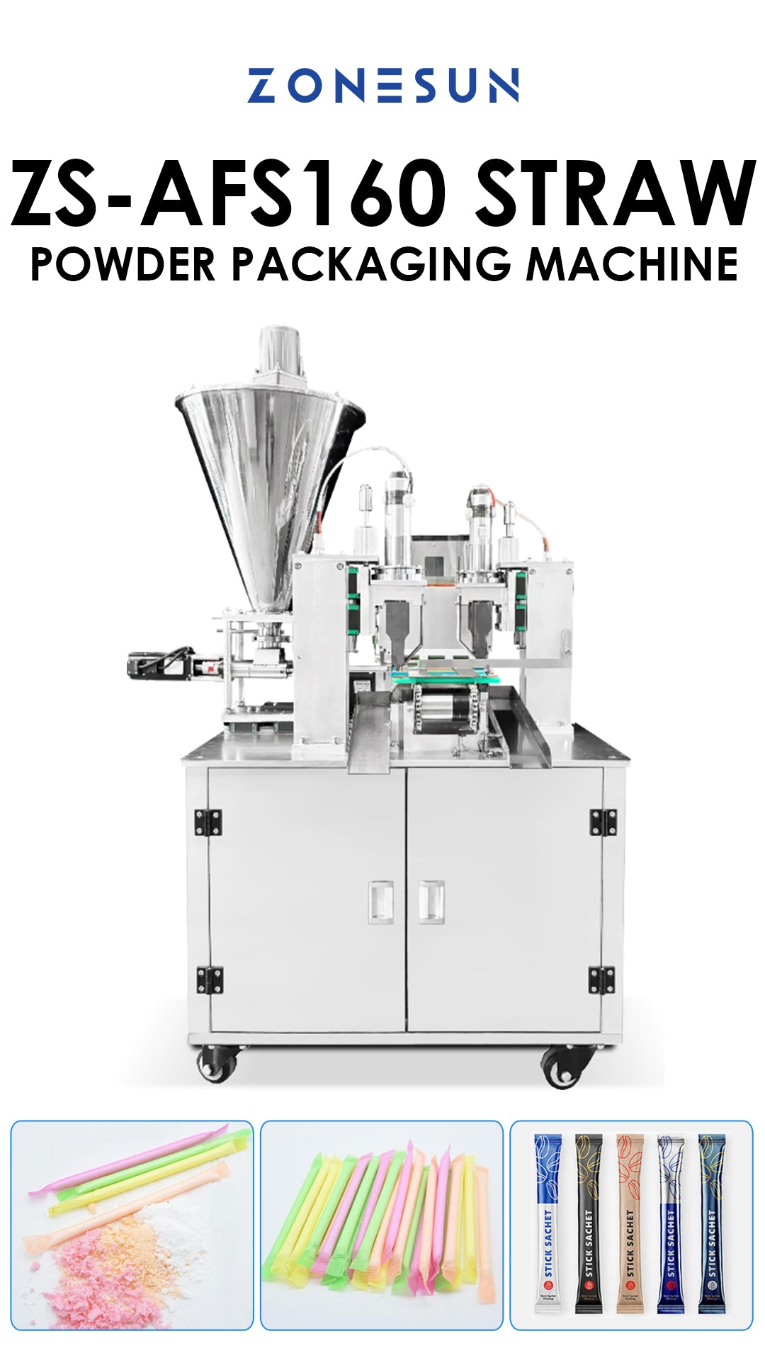 ZONESUN ZS-AFS160 Automatic Straw Powder Packing Machine Multi-Nozzle High Accuracy