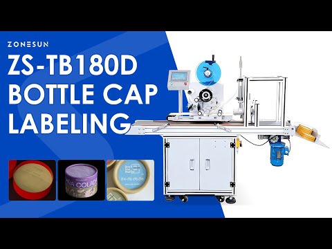 ZONESUN ZS-TB180D Automatic Labeling Machine for Concave Bottle Caps in Food & Beverage