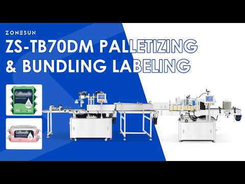Dual-Lane Speed:ZONESUN ZS-TB70DM Automatic Wet Wipes Stacking, Bundling & Double-Side Labeling Line