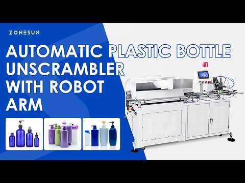 ZONESUN ZS-LP250S: Robotic Plastic Bottle Unscrambler for Irregular, Square & Flat Bottles