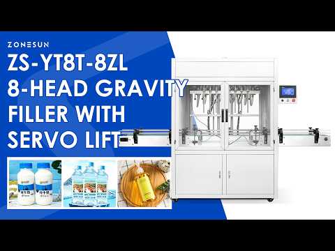 ZONESUN ZS-YT8T-8ZL 8-Head Gravity Filling Machine with Servo Diving Nozzles