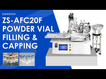 ZONESUN ZS-AFC20F Tabletop Powder Filling & Capping Machine for Vials, Cosmetics, Pharma, Chemicals