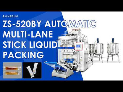 High Output: ZONESUN ZS-520BY Multi-Lane Stick Liquid Packing Machine for Ice Pops, Jelly & Honey