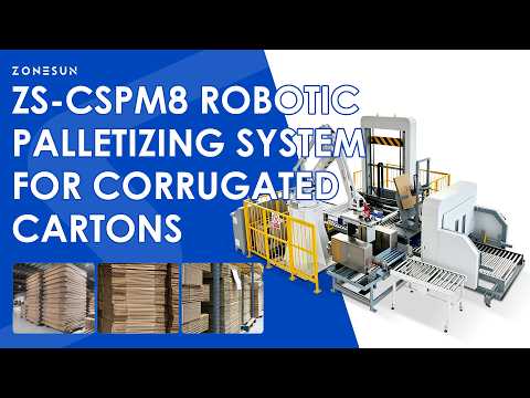 Smart Stacking: ZONESUN ZS-CSPM8 Corrugated Carton Robotic Palletizer & Sheet Placing System