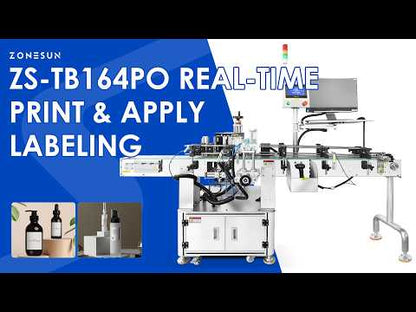 Variable Data: ZONESUN ZS-TB164PO Real-Time Print & Apply Labeling Machine for Round Bottles