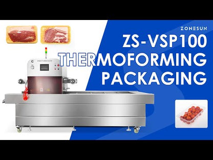 ZONESUN ZS-VSP100 Automatic Thermoforming Vacuum Packaging Machine for Meat Seafood Cheese and Ready Meals with Moisture Protection