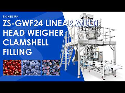 ZONESUN ZS-GWF24 Automatic Multi-Head Weigher Small Fruit Clamshell Tray Filling Packing Machine
