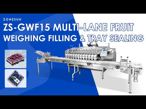 ZONESUN ZS-GWF15 Automatic Multi Lane Blueberry Cherry Tomato Fruit Weighing Filling Packing Sealing Machine