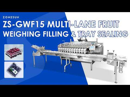 ZONESUN ZS-GWF15 Automatic Multi Lane Blueberry Cherry Tomato Fruit Weighing Filling Packing Sealing Machine