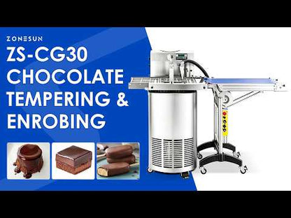 ZONESUN ZS-CG30 Automatic Chocolate Tempering and Enrobing Machine for Coating Products