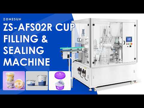 Full Automation: ZONESUN ZS-AFS02R Rotary Yogurt & Sauce Cup Filling, Sealing & Capping Machine