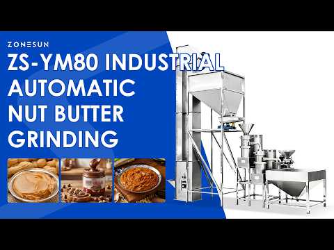 Auto Infeed: ZONESUN ZS-YM80 Industrial 2-Stage Peanut Butter & Cocoa Liquid Grinding Machine Line