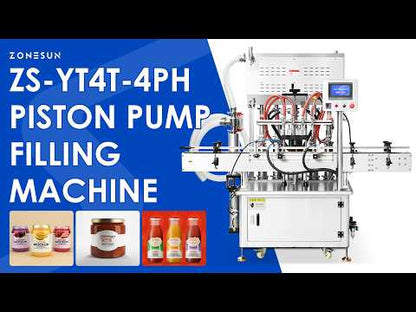 Smooth Flow: ZONESUN ZS-YT4T-4PH Heated Piston Pump Filling Machine for Peanut Butter, Honey & Sauce
