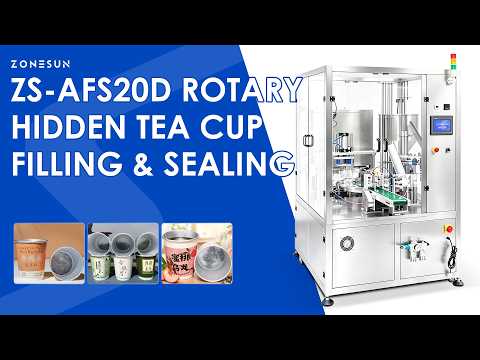 ZONESUN ZS-AFS20D Automatic Rotary Hidden Tea Cup & Coffee Powder Cup Filling and Sealing Machine