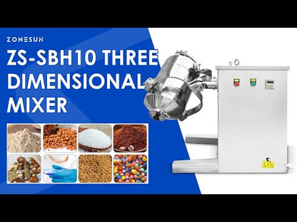 ZONESUN ZS-SBH10 3D Powder Mixer for Efficient Dry Material Blending in Food and Chemical Use