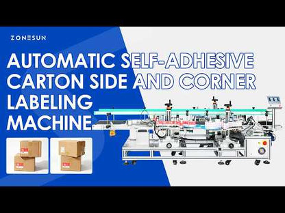 ZONESUN ZS-TB300T Automatic Self-Adhesive Carton Side Corner Labeling Machine Box Label Applicator
