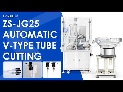 Smart Trimming: ZONESUN ZS-JG25 Automatic V-Cut Tube Cutting Machine for Spray & Lotion Pumps