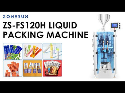 ZONESUN ZS-FS120H Automatic Liquid Packaging Machine with Servo Control for Sauces Cosmetics and Cleaning Products Using VFFS System