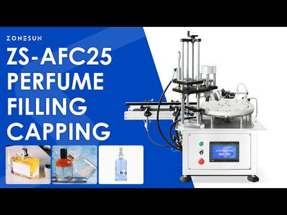 ZONESUN ZS-AFC25 Automatic Perfume Bottle Filling and Capping Machine with Magnetic Pump and Rotary Platform for Cosmetic Packaging